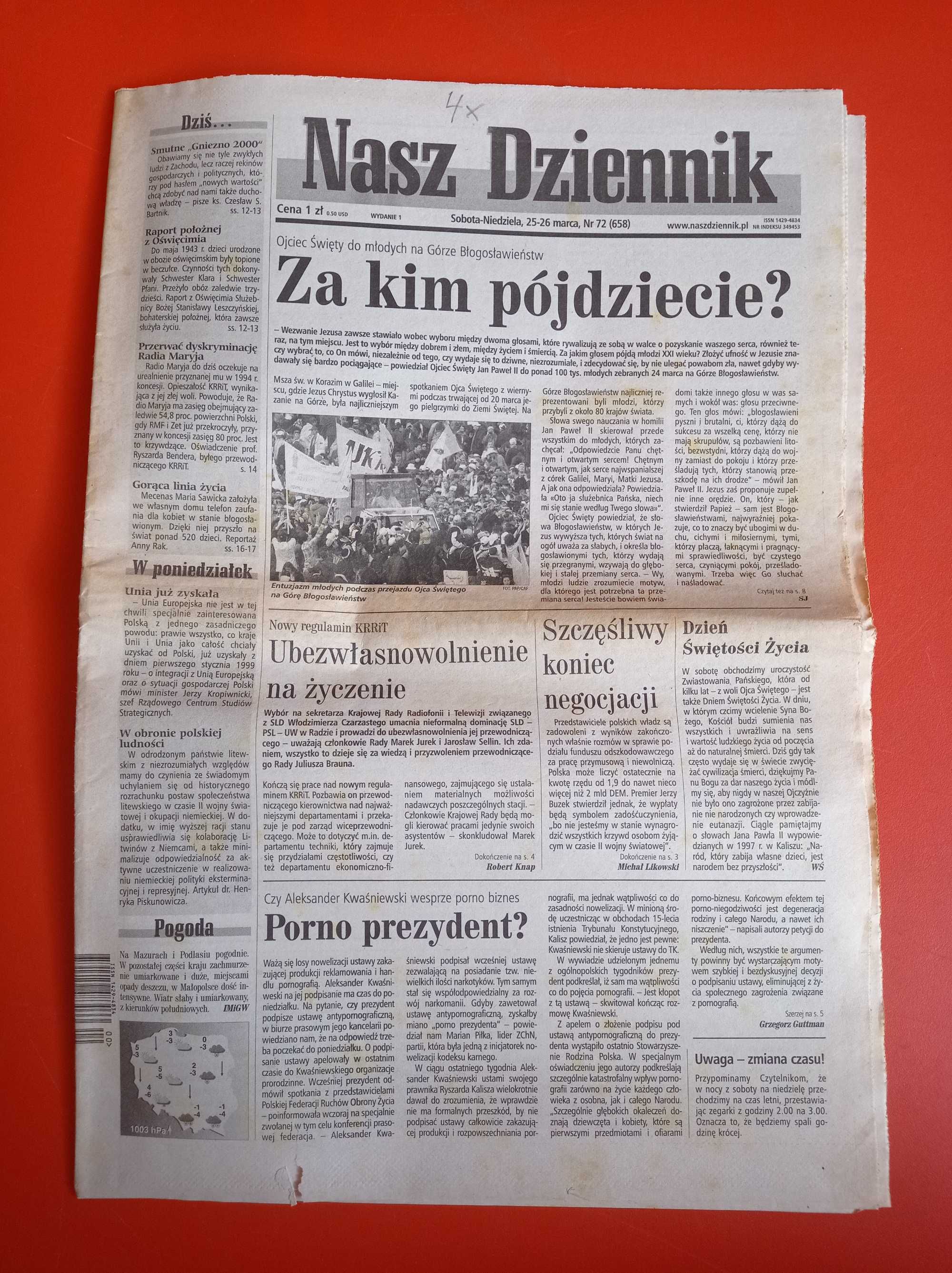 Nasz Dziennik, nr 72/2000, 25-26 marca 2000