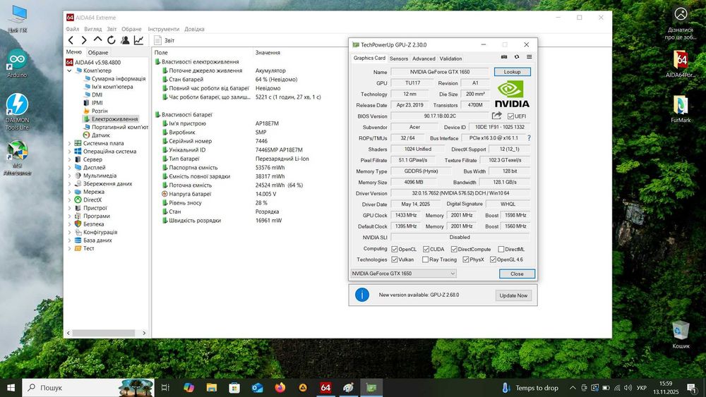 Acer NItro V AN515-54 i5-9300H/DDR4 16Gb/GTX1650 4Gb/SSD 240Gb+HDD 2Tb