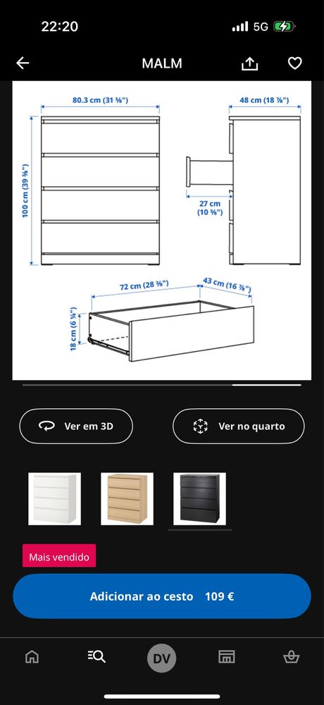 Cômoda Malm IKEA