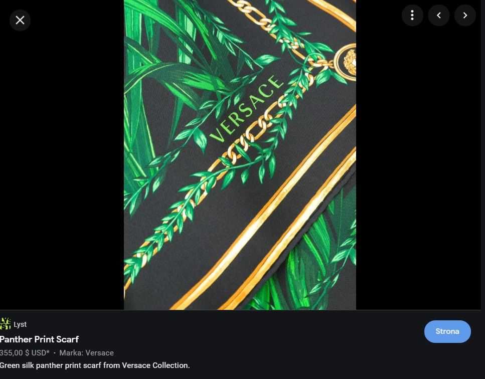 Versace Jedwabna apaszka szal chusta Pantera Joungle UNIKAT Obraz