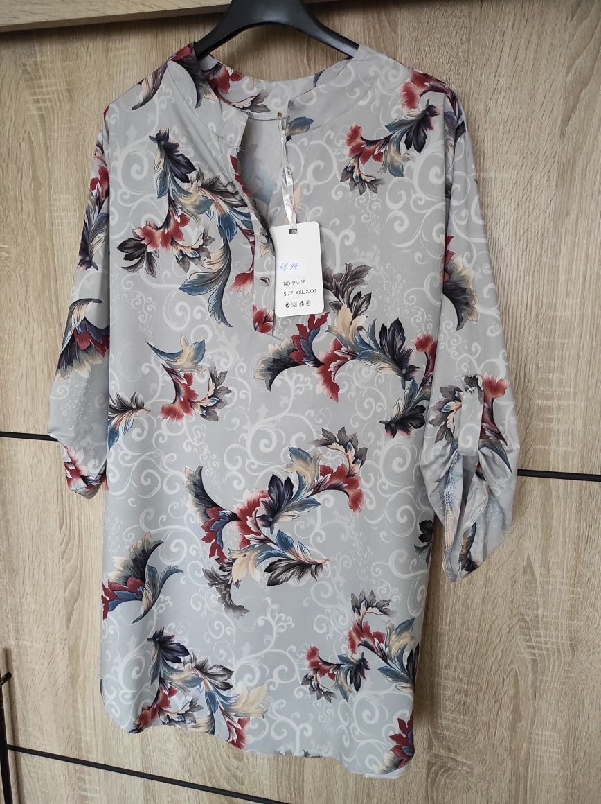 Koszula stójka wzory Boho retro vintage plus size