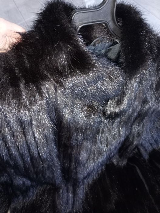 Naturalne futro z norek, norki kurtka czarne, S M L  czarne