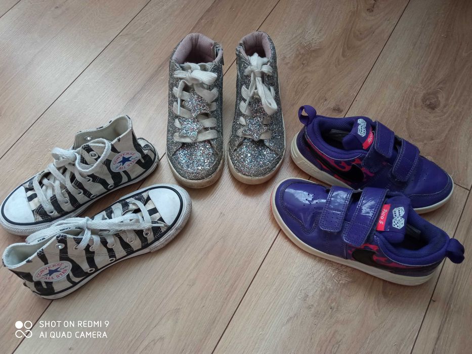 Buty zestaw 3 trampki adidasy Converse Nike dla dziewczynki r. 28, 29