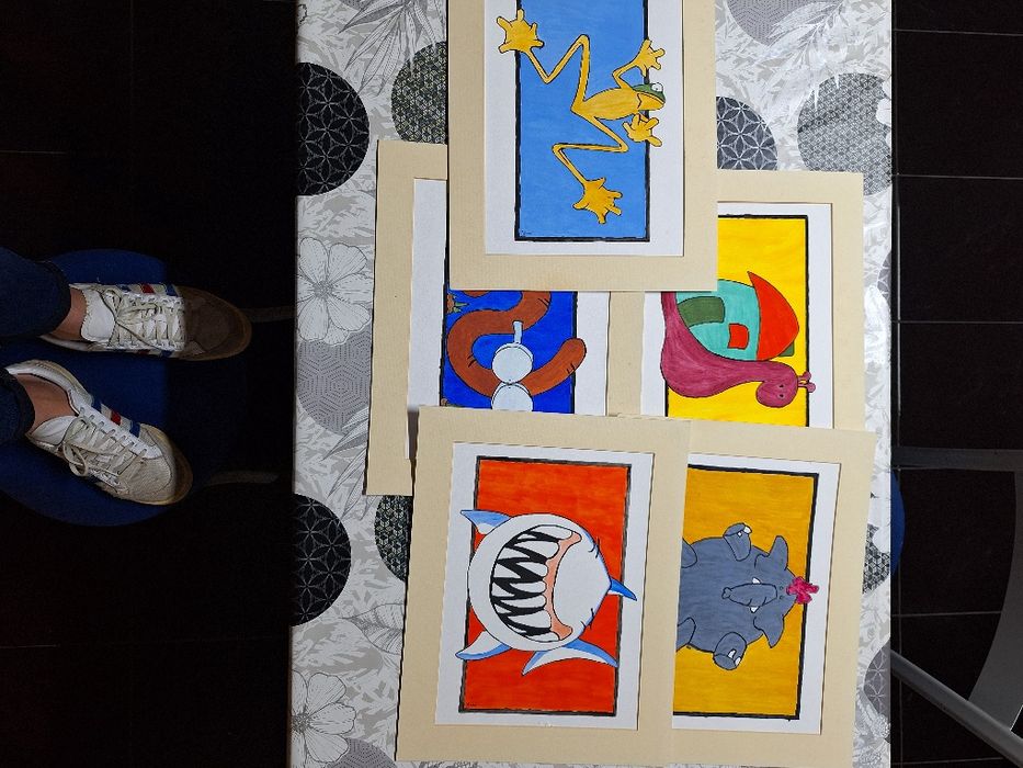 Quadros aguarela pintados à mão