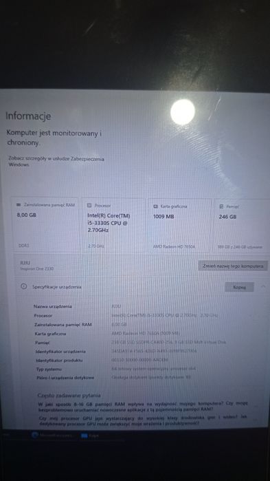 Komputer Dell Inspiron 2330 all in one