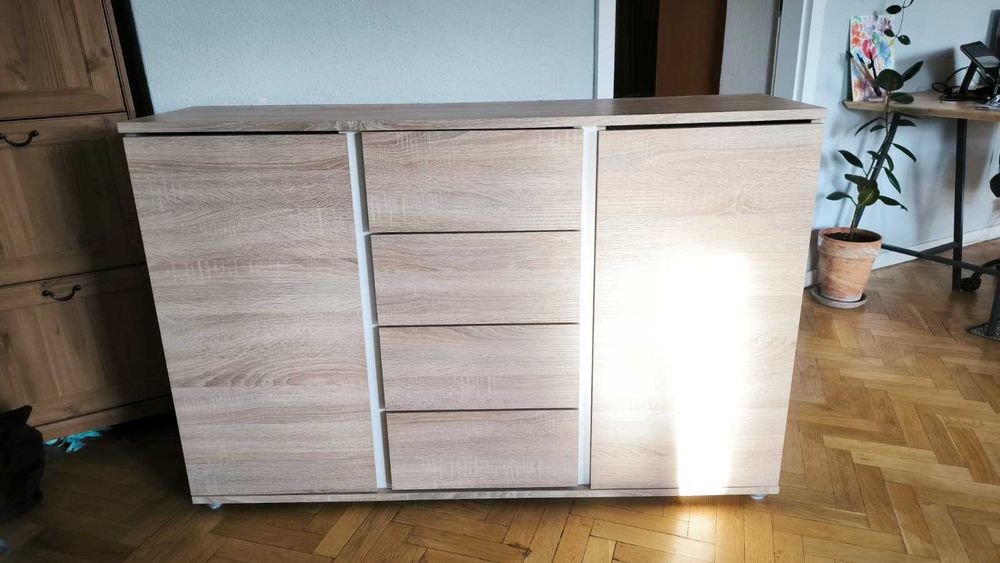 Używana komoda Dąb Sonoma - 130x85x35 cm, idealna do salonu/sypialni