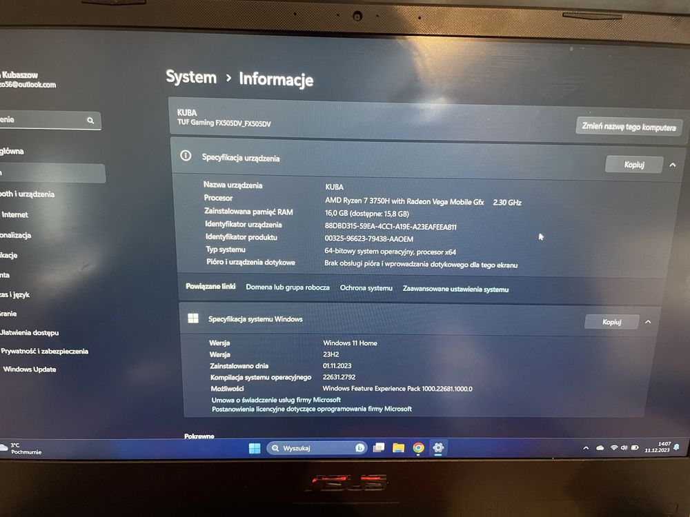 Lapotp ASUS TUF Gaming RTX2060 RAM 16GB