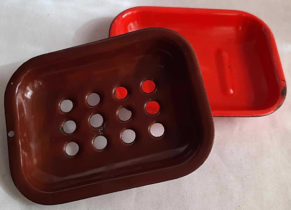 Olkusz Mydelniczka z Podstawkiem Emalia Klasyk PRL Vintage