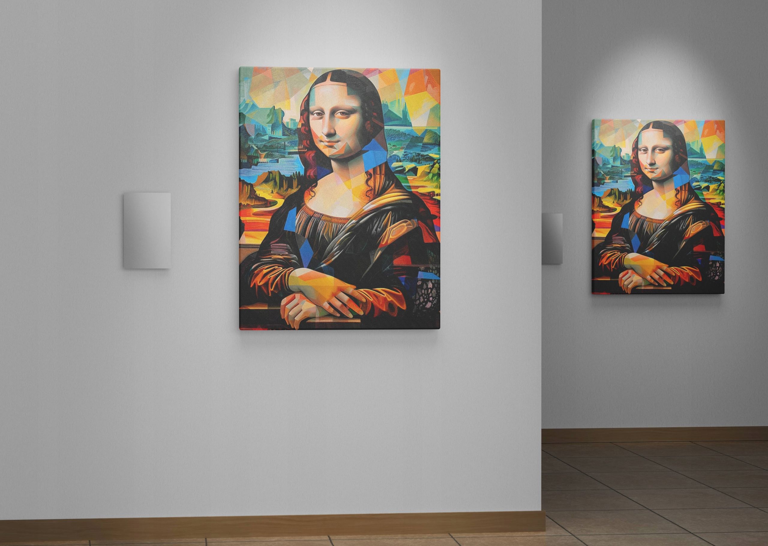 Obraz na Płótnie Mona Lisa w Stylu Picassa 90x120 cm do Salonu