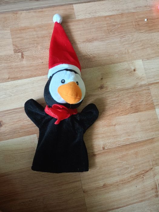 Nr211) świąteczna pacynka na rękę pingwin
