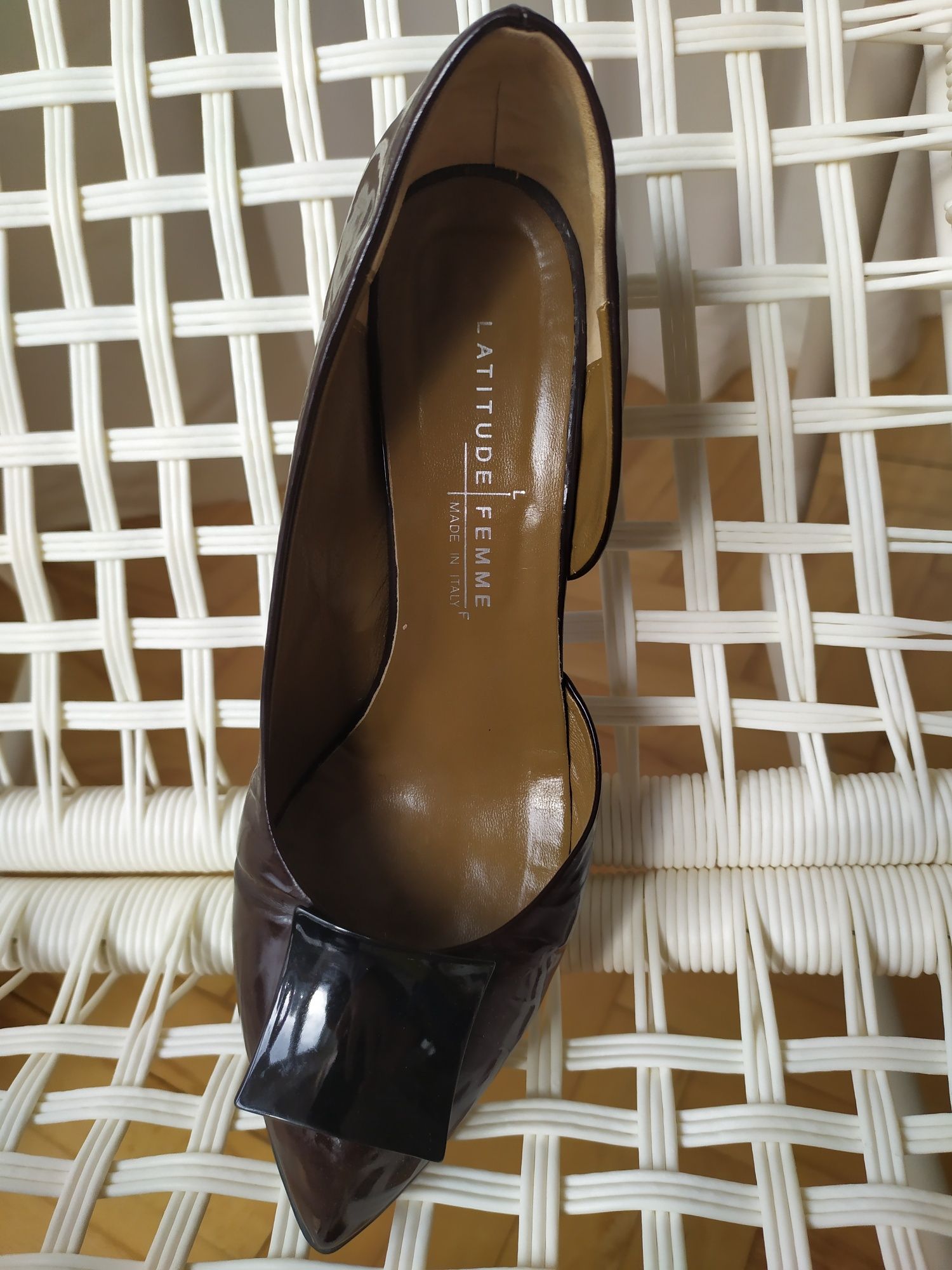 Buty skórzane włoskie lakierki damskie