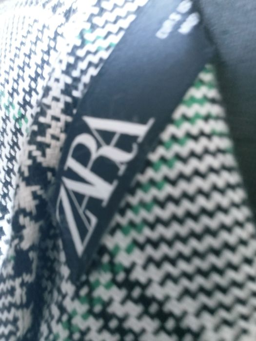 Plaszcz krata Zara damski guziki szary S