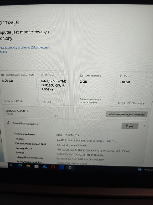 Laptop Xiaomi Mi Notebook Pro 15,6" i5-8250U 8GB MX150 SSD 250gb