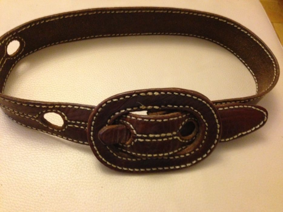 Super pasek - skóra juchtowa, piękny z lat 70