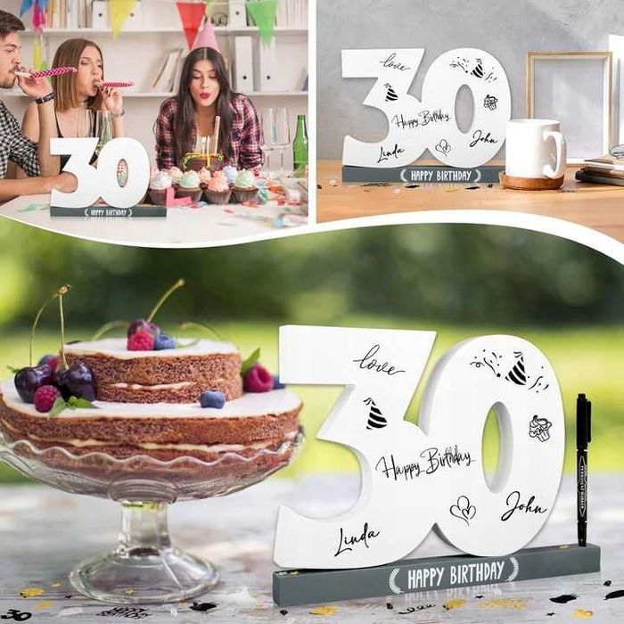 Księga gości na 30. urodziny CYFRA drewno, kreatywny pomysł na prezent