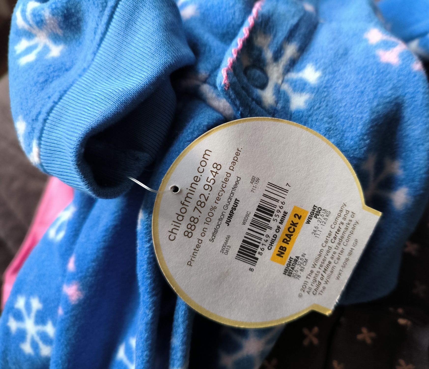 Carters kombinezon pajac pajacyk z uszami r. 18M polarowy