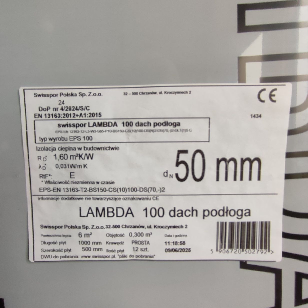 Styropian grafitowy Swisspor 5cm grubości Eps 100 lambda 0,031