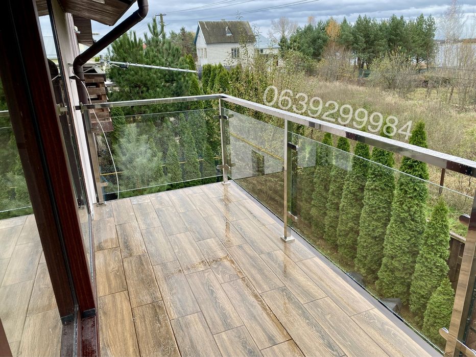Скляні перила,дашки зі скла,балкони тераси зі скла,вироби з нержавійки