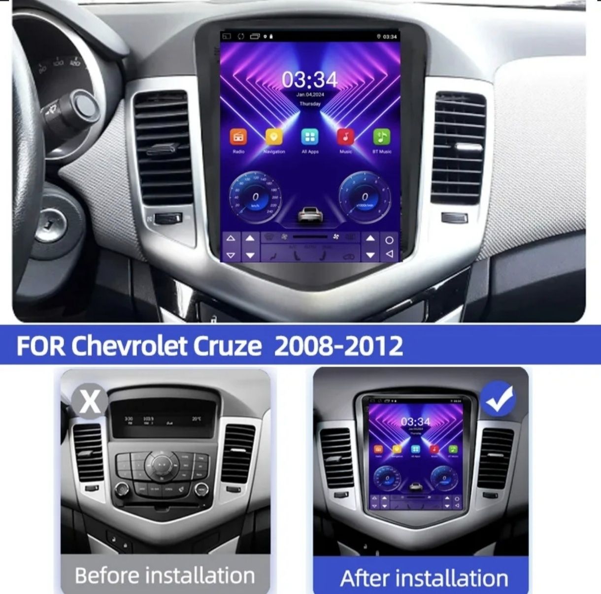 Android магнітола Chevrolet Cruze 8 ядер 8/128 ГБ Carplay Android Auto