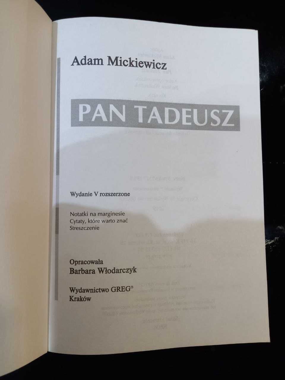 Pan Tadeusz Lektura z opracowaniem Adam Mickiewicz