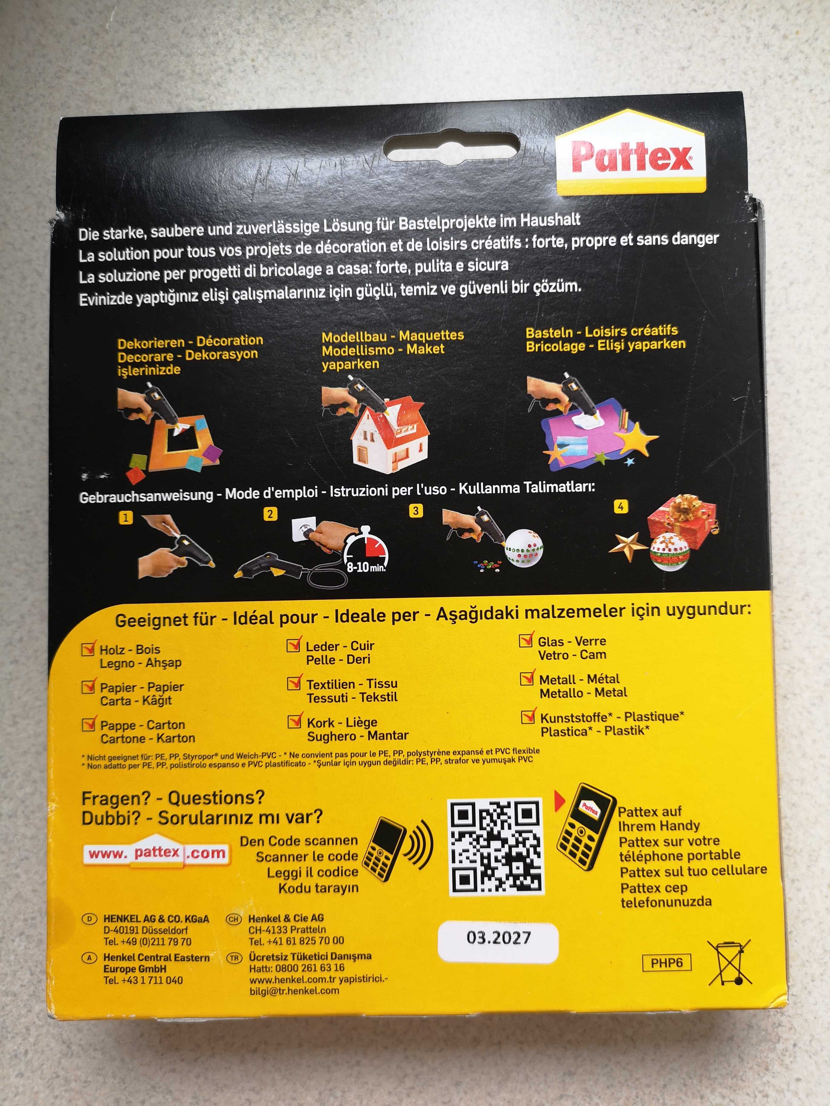 Pistolet do kleju na goraco + 6 wkladow PATTEX