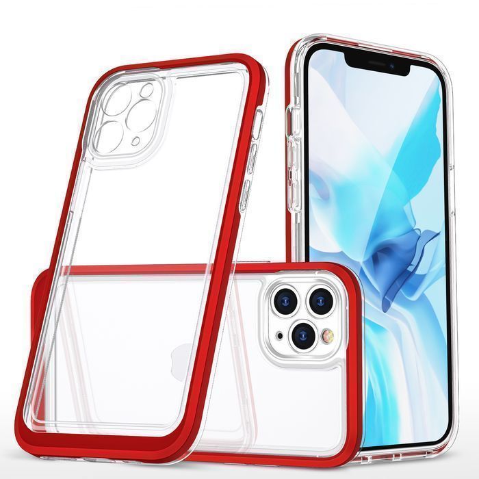 Clear 3In1 Etui Do Iphone 11 Pro Max Żelowy Pokrowiec Z Ramką Czerwony