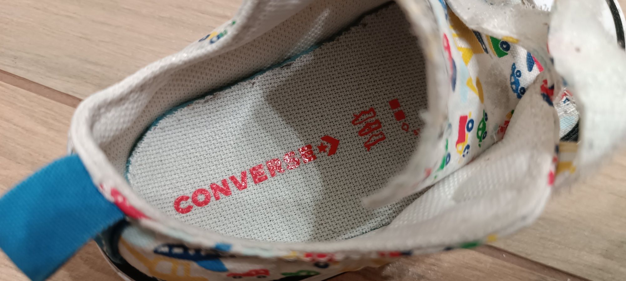 Converse 20 trampki UK 4 buty wiosenne na rzepy dla chłopca w pojazdy