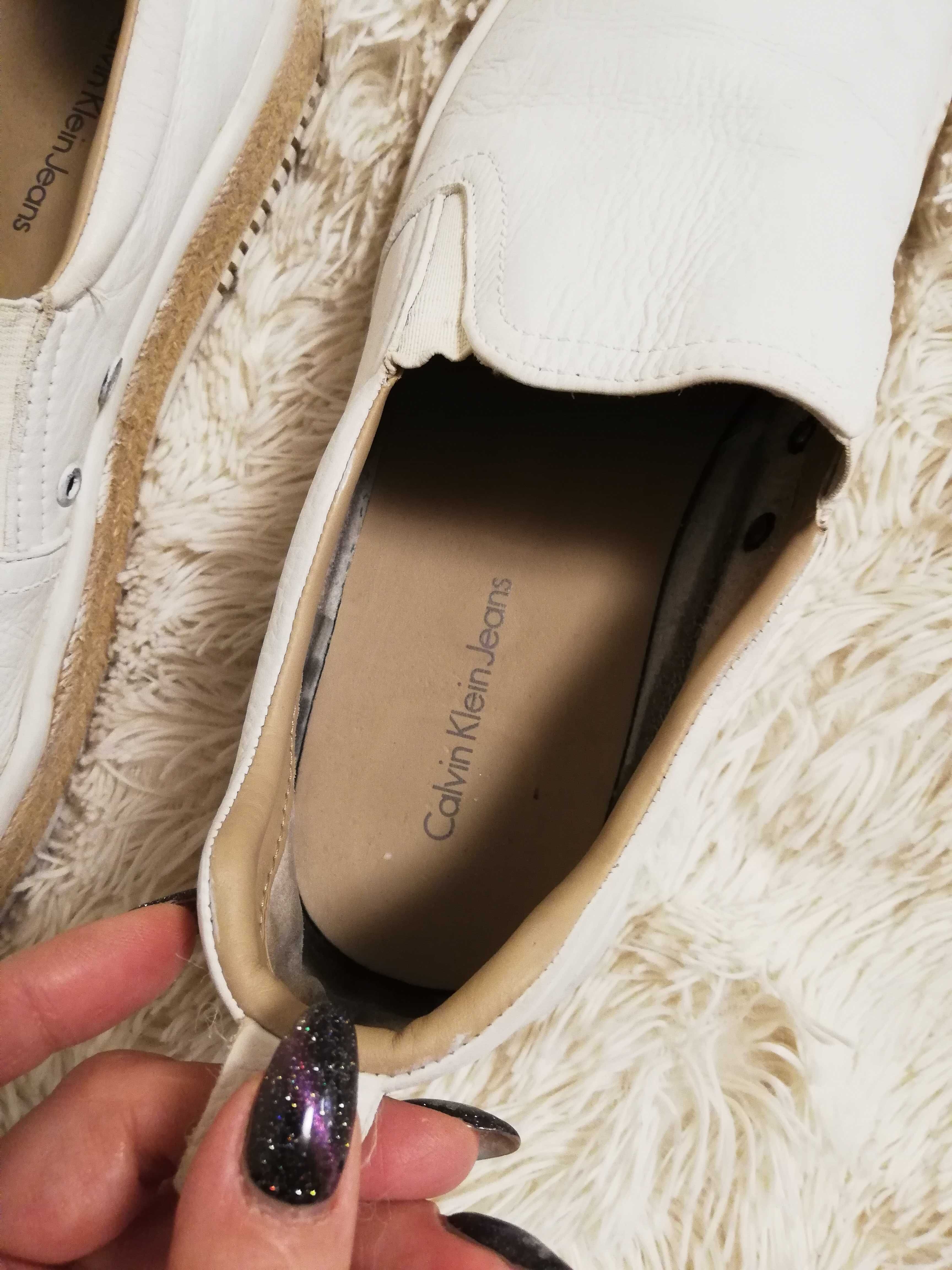 espadryle Calvin Klein Jeans 42 białe Mackenzie S1555 skóra