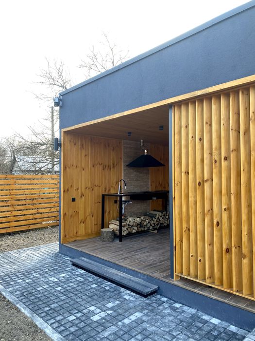 Відпочинок в AFrame будинку з сауною, альтанкою, мангалом в Денишах