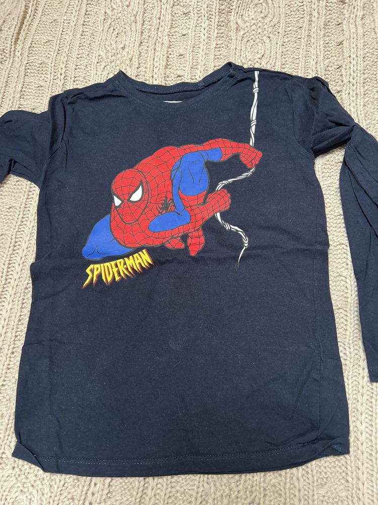 4 bluzki z długim 128 spiderman batman sinsay