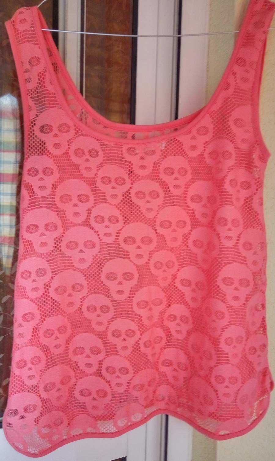 Blusa alças - Cor de Laranja - Renda - Aliens - NOVA