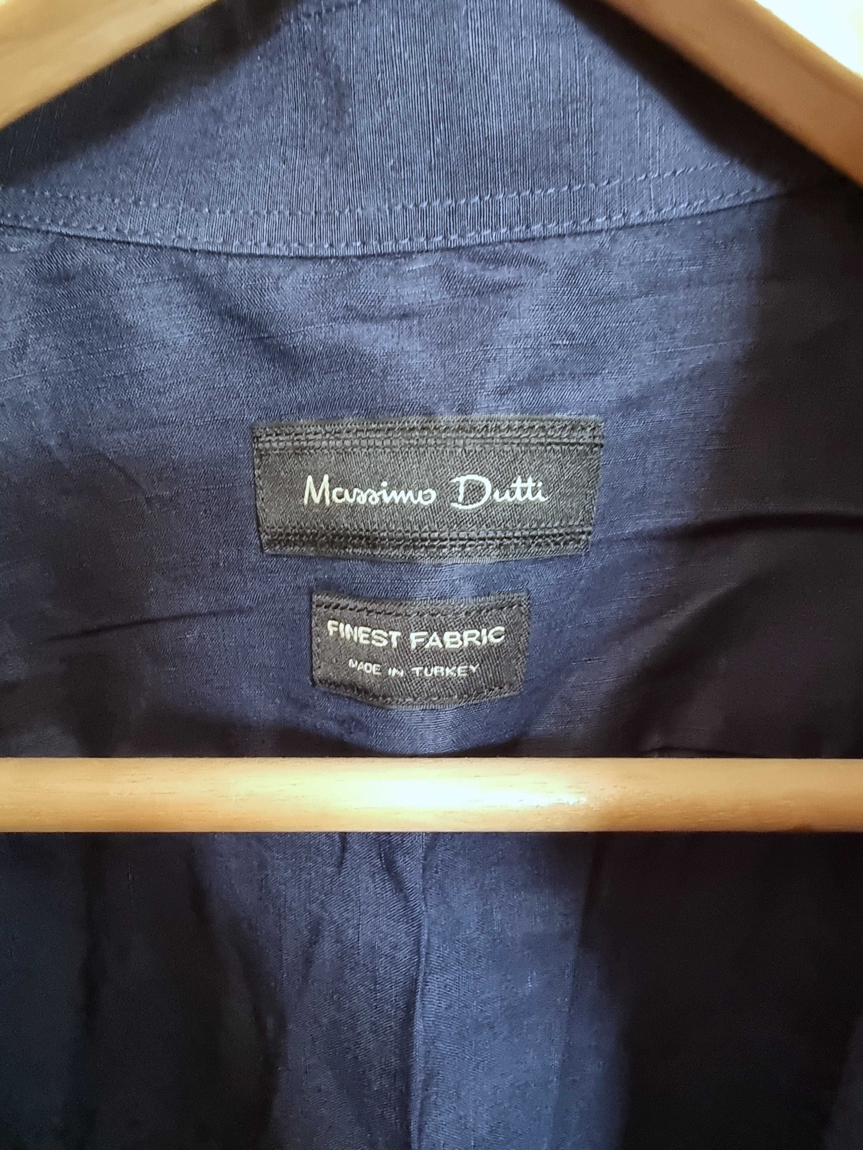 Camisa azul escura Massimo Dutti finest fabric, tamanho M - nova