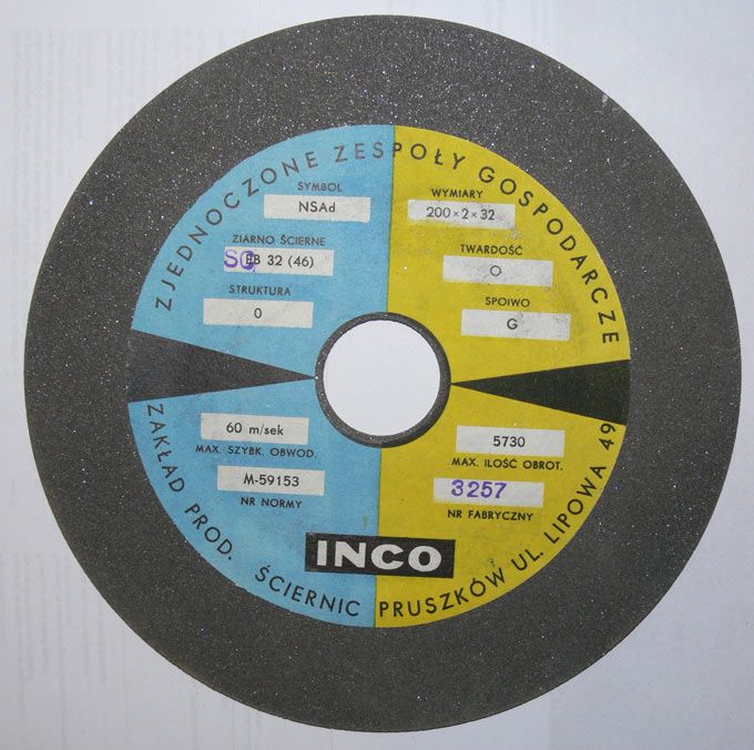 TARCZA ŚCIERNA ściernica INCO 200x2x32  lub  200x1x32