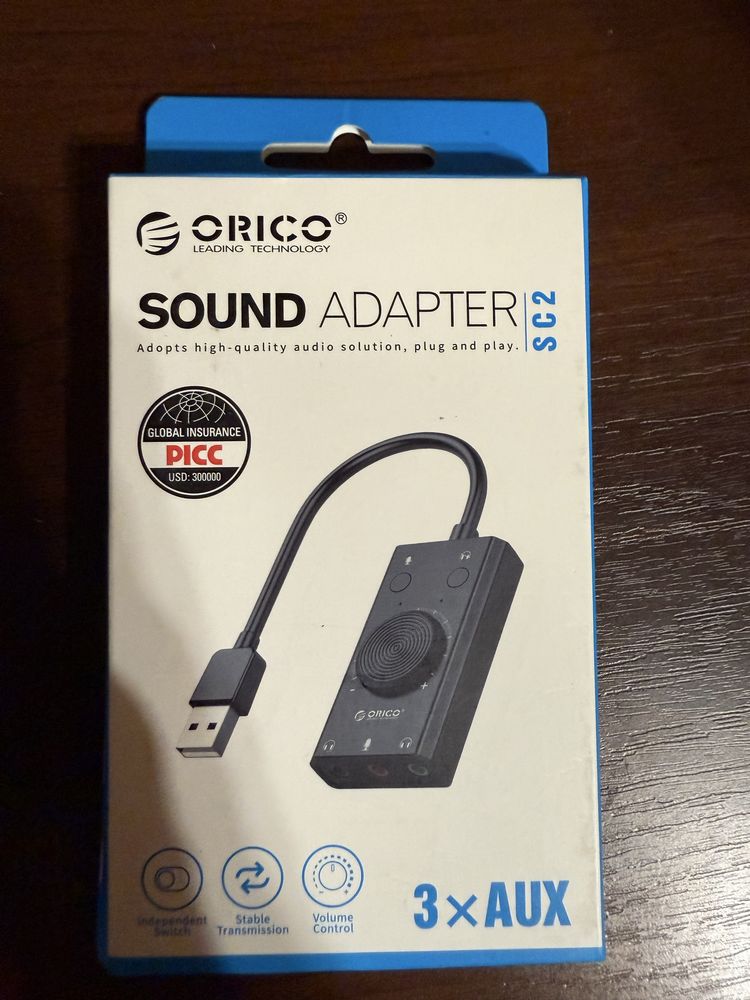 Зовнішня звукова карта USB Orico SC2-BK