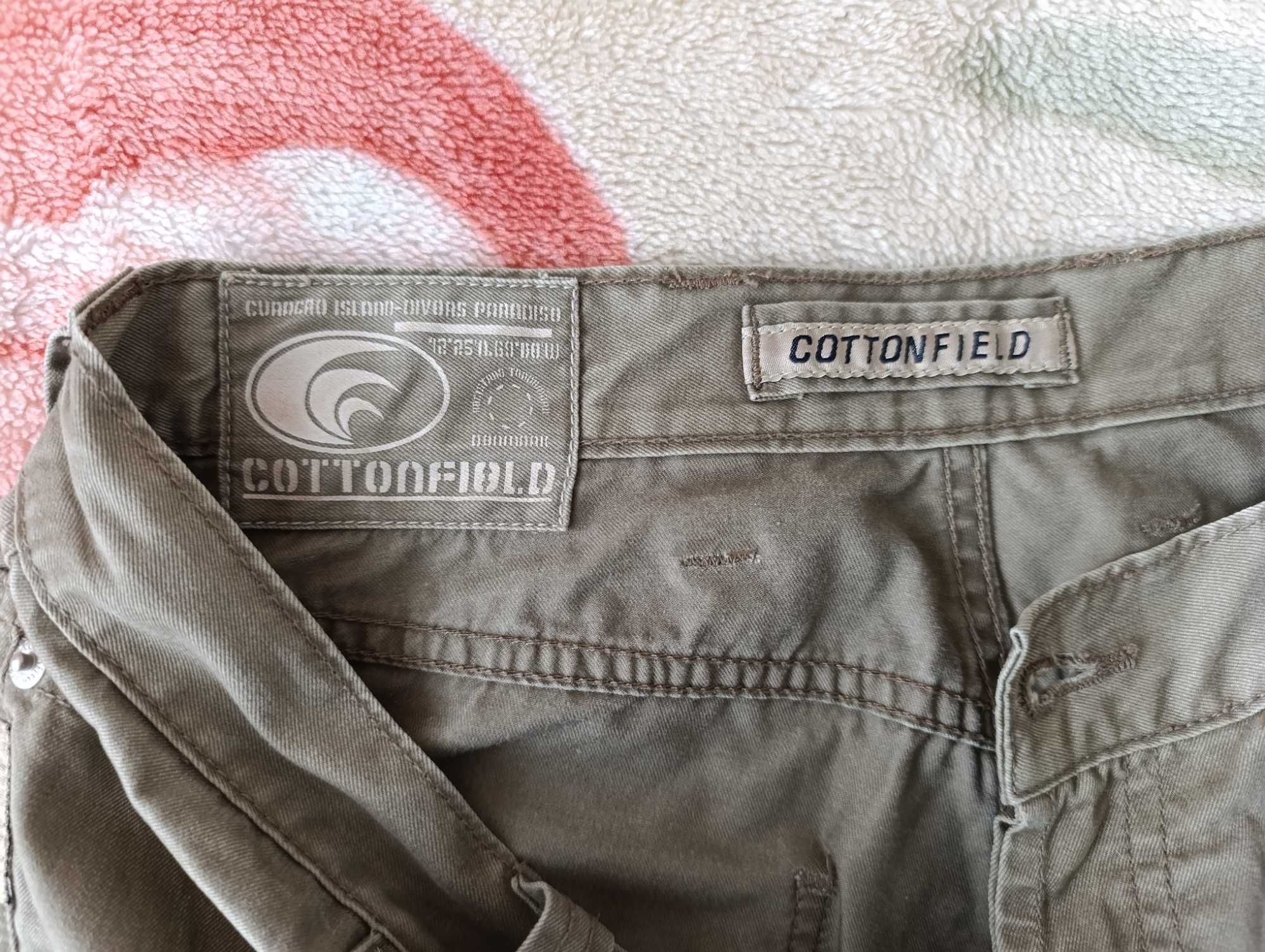 Beżowe spodnie męskie luźne Cottonfield Straight Fit 31 bawełna