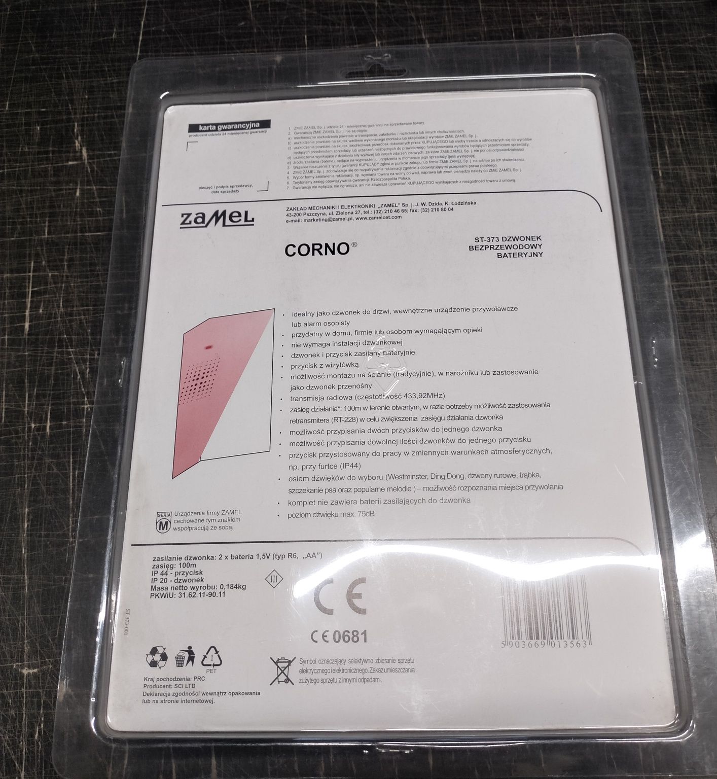 Dzwonek bezprzewodowy Zamel Corno ST-373