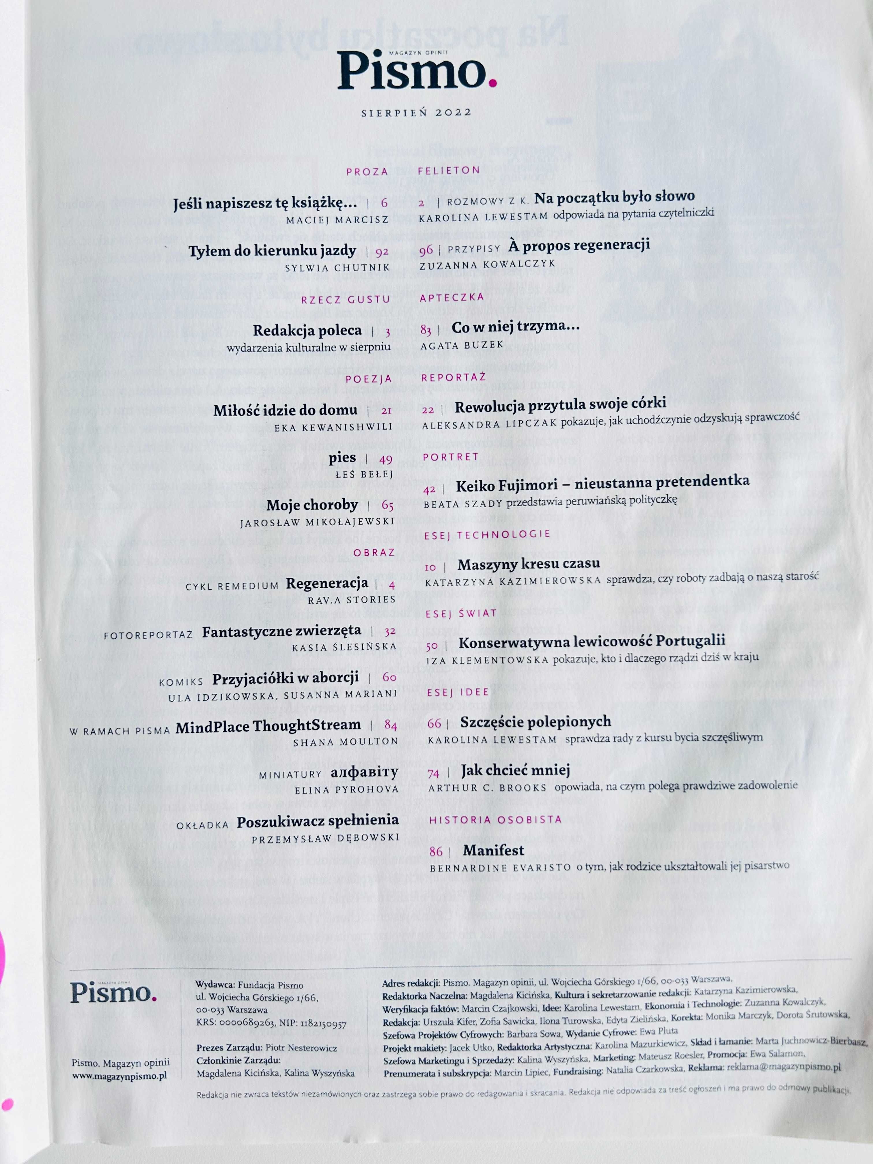 Pismo magazyn - numer sierpień 2022 / Magazyn Pismo / Pismo gazeta