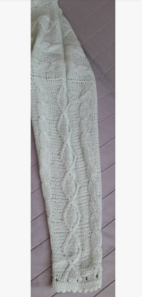 Miętowy sweter robiony na drutach r.ok.XXL