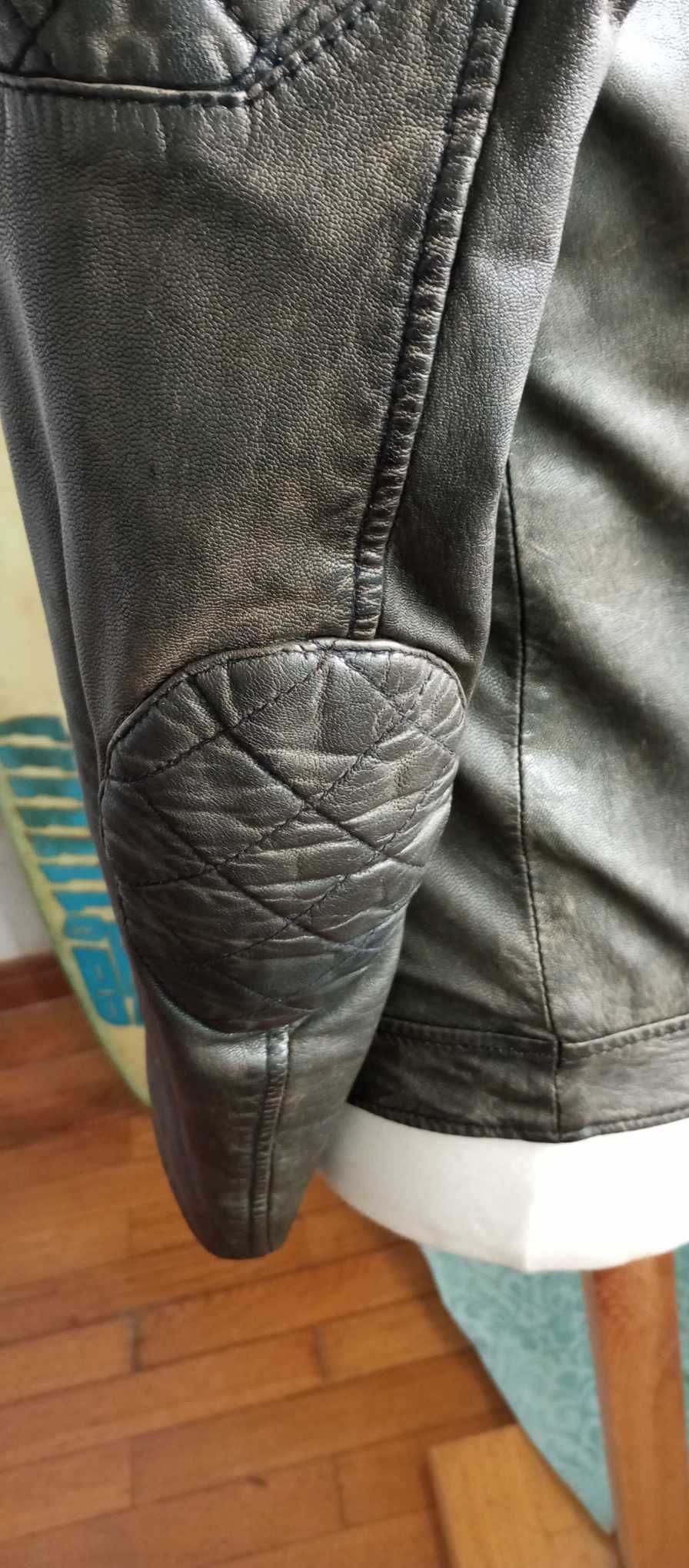 Blusão Biker em pele genuína