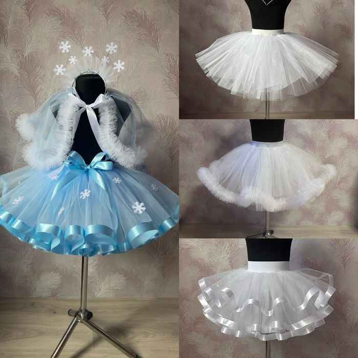 Костюм ялинки , сніжинки. біла фатинова спідниця зелена спідниця пошив