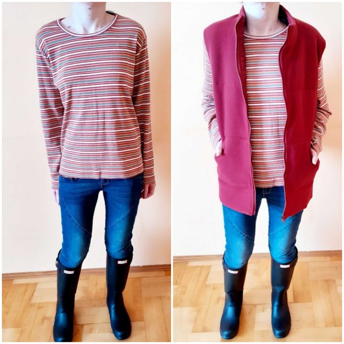 44 46 Bluzka sweterek top longsleeve kolorowe paski bawełna Bonprix