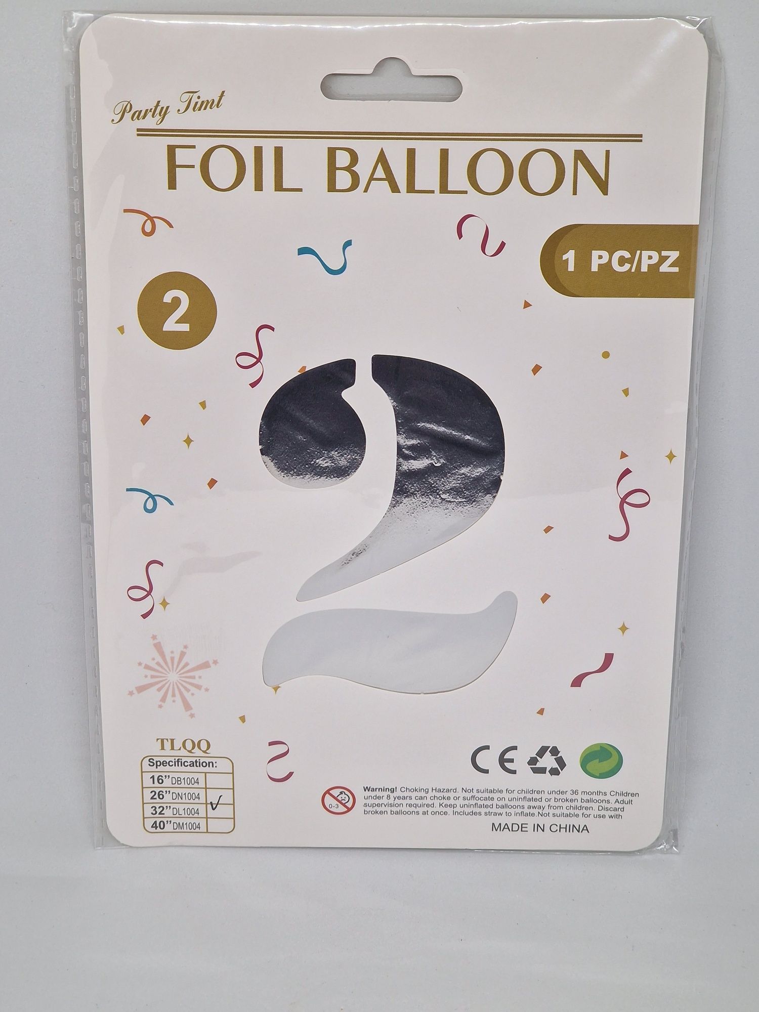 Balon foliowy Cyfra, srebrny, duży balon 2
