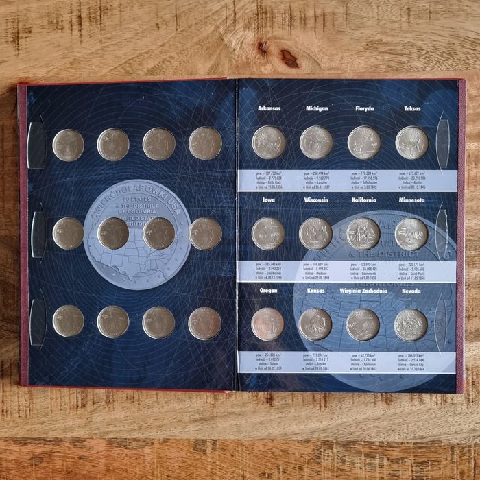 Ćwierćdolarówki USA album z monetami