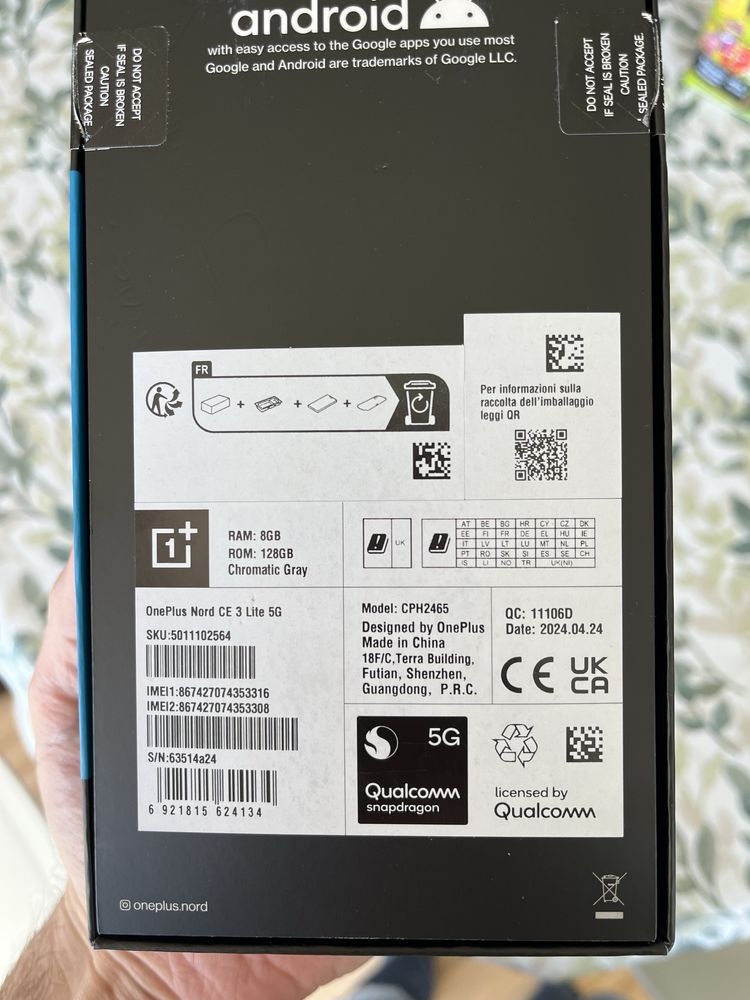 ONEPLUS NORD CE 3 LITE 5G 8GB/128GB garantia