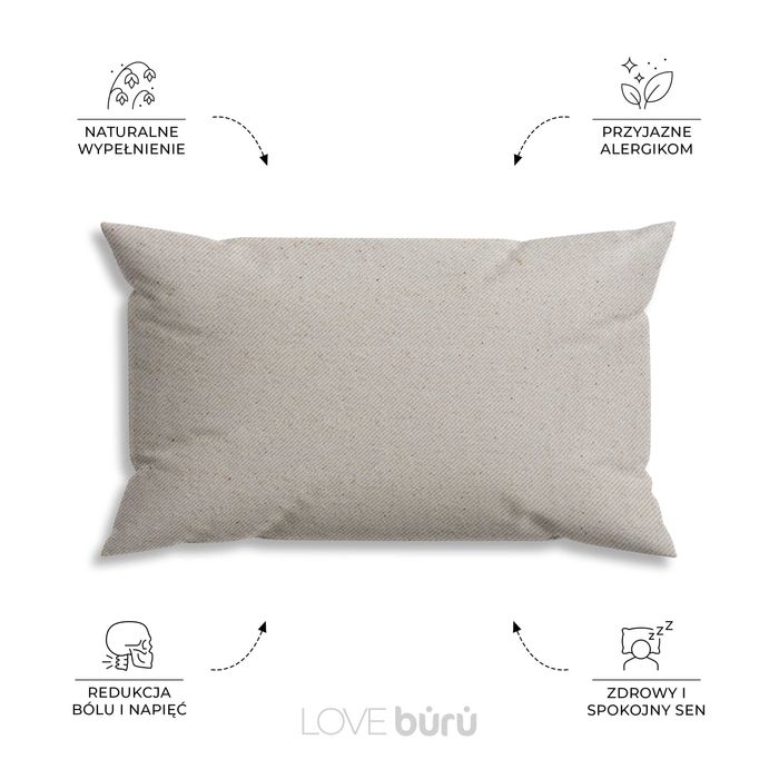 Poduszka z łuską gryki 50x30 – naturalna, zdrowy sen, bawełna