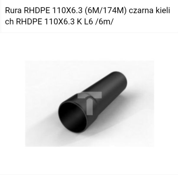 Rura rury osłonowa przepustowa kanalizacyjna 110/6.3mm 6m cena/1szt