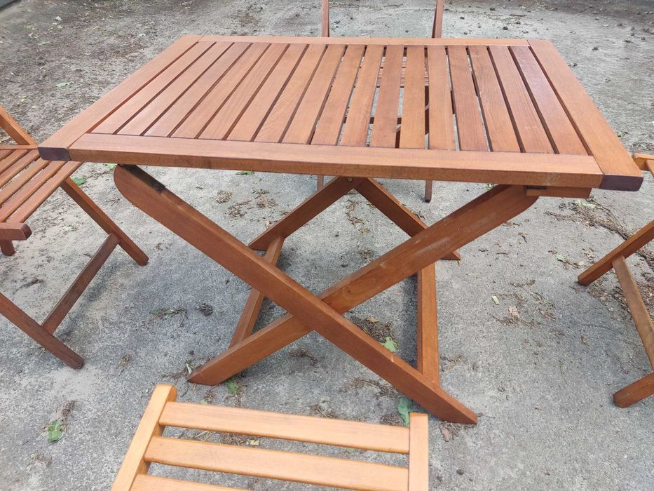 Складной раскладной стол и 4 стула дерево