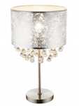 Lampa stołowa kryształki glamour srebrna nocna lampka AMY duża