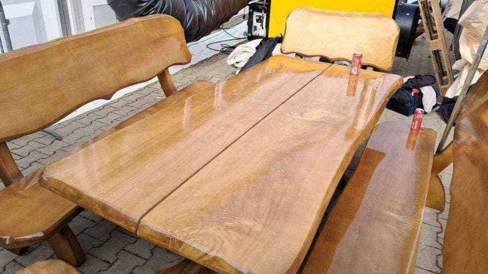 Meble ogrodowe drewniane duży stół 2,5m XL ławki krzesła do ogrodu