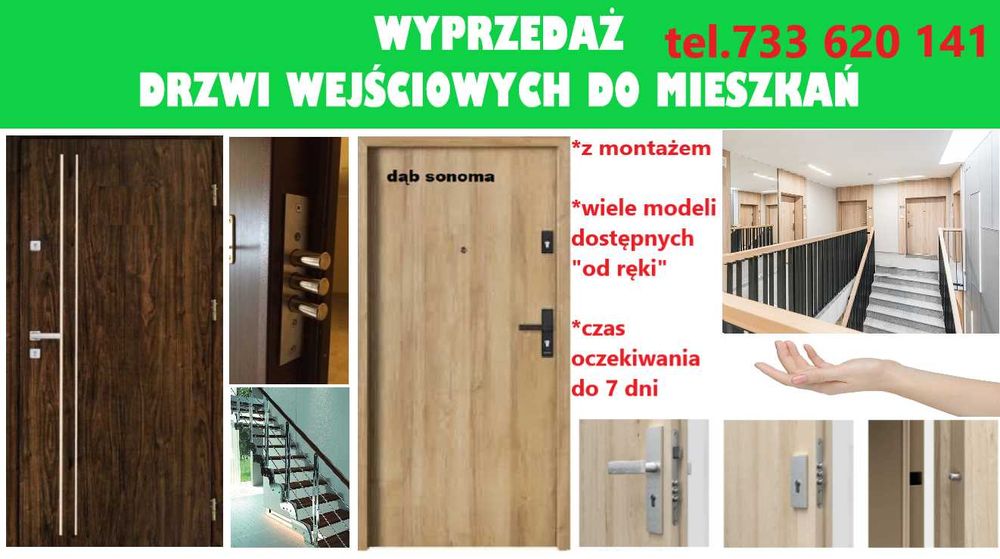 Drzwi z montażem drzwi zewnętrzne do mieszkania WEJŚCIOWE akustyczne